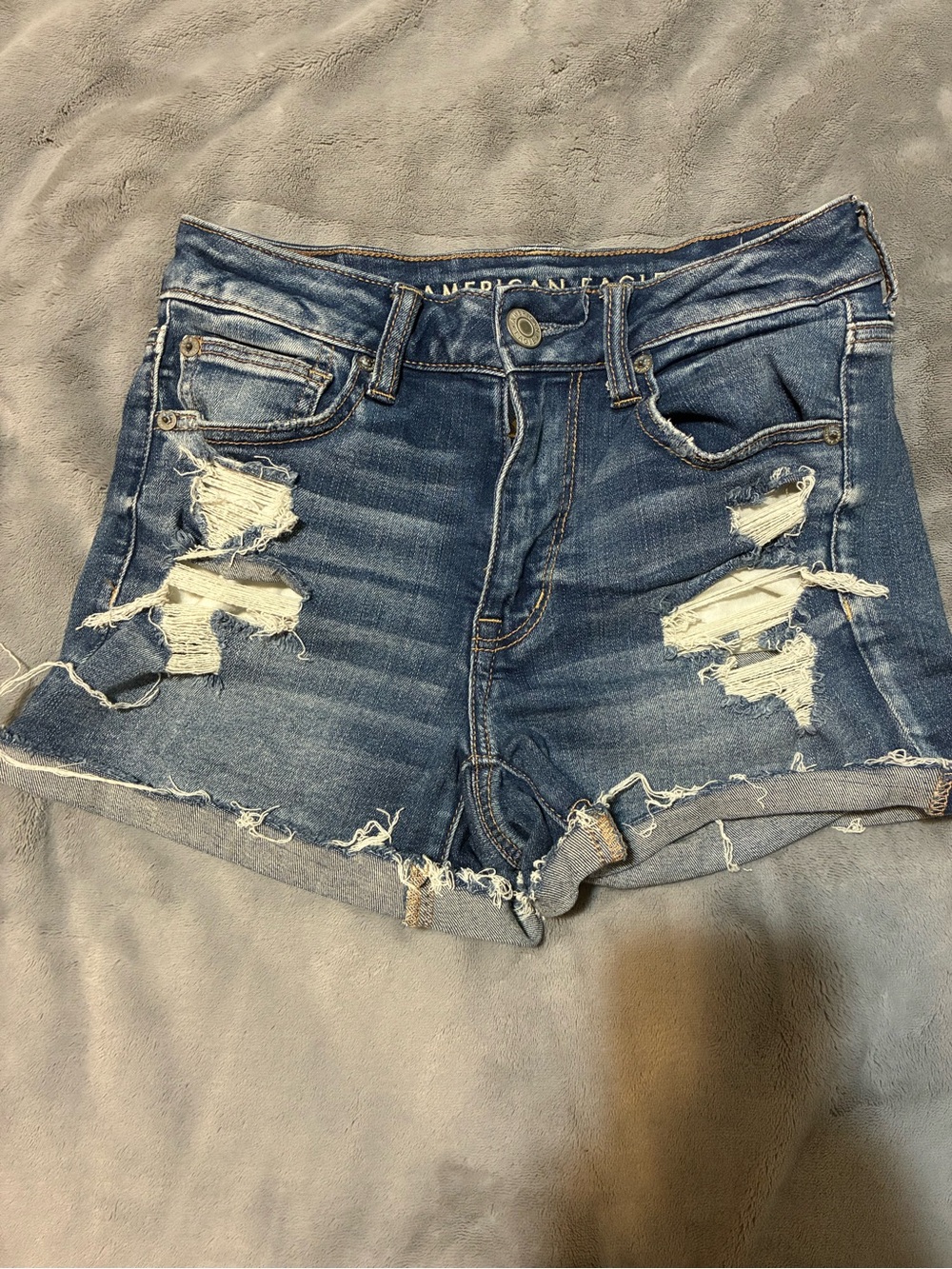 American Eagle Outfitters Ripped Dark Blue Denim Shorts